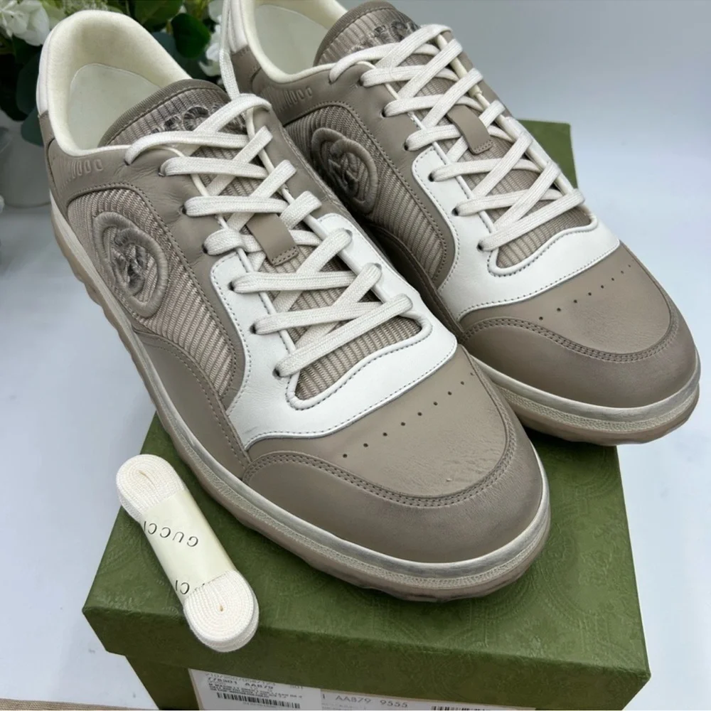 Men’s Gucci Mac 80 Dune beige low top sneakers size 12 made in Italy